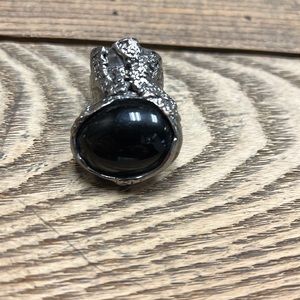 YSL cocktail ring. Size 7! Black and silver